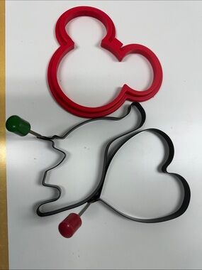 Red Mickey Head & Black Heart/dinosaur Cookie Cutters Set